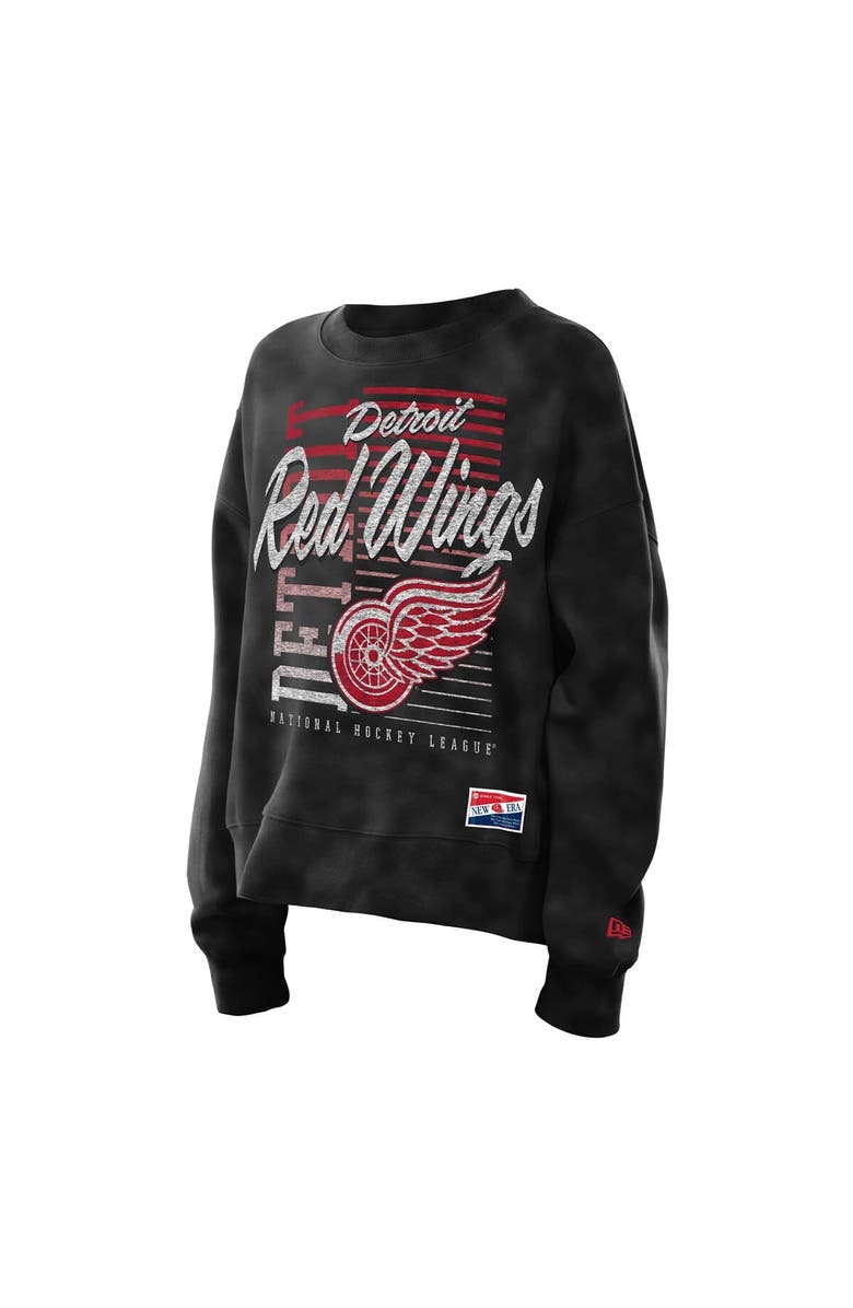 New Era Women's New Era Black Detroit Red Wings Oversized Throwback Mineral Wash Sweatshirt, Alternate, color, 