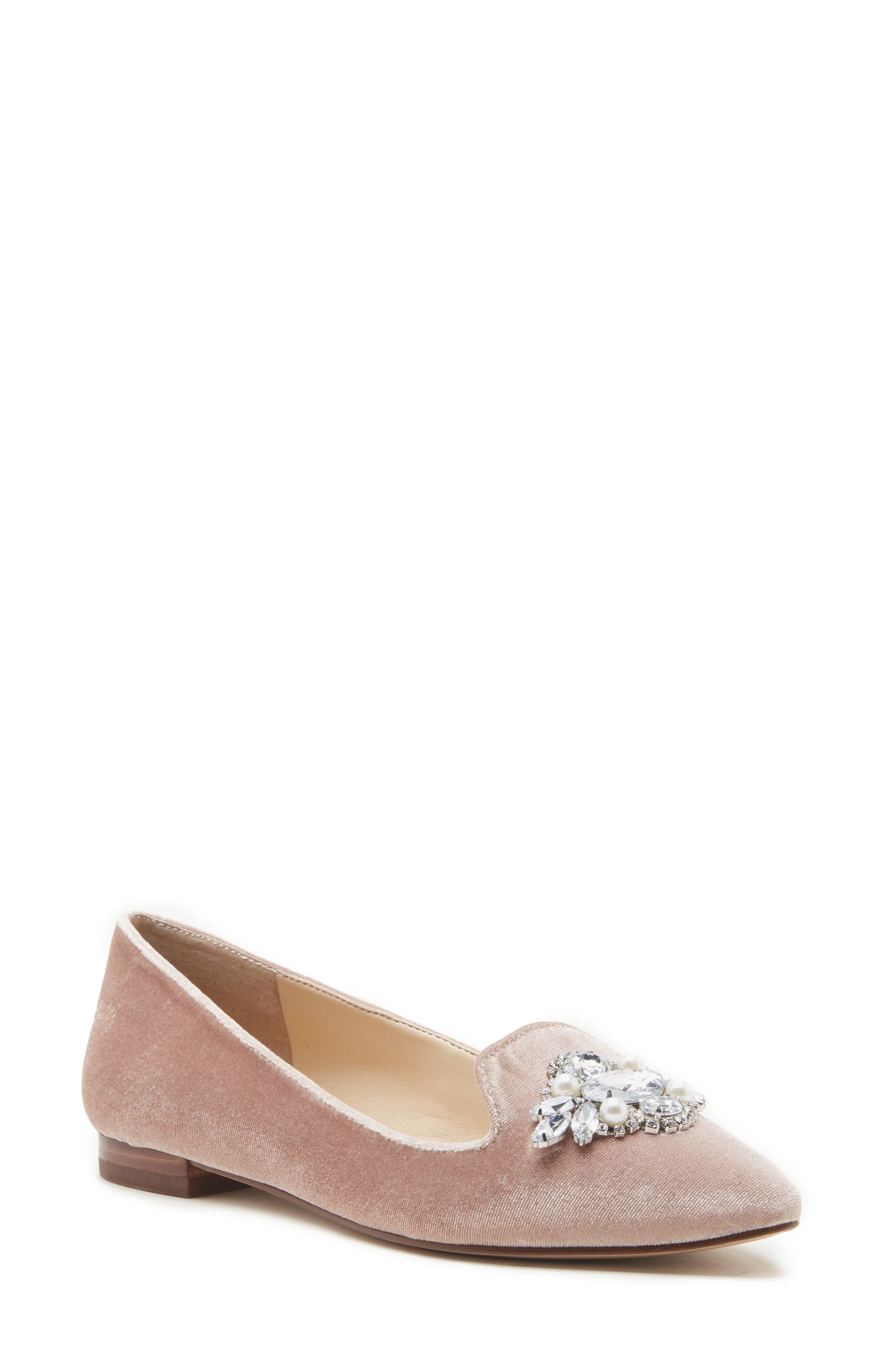 Libry Crystal Embellished Flat, Main, color, MOONLIGHT SUEDE