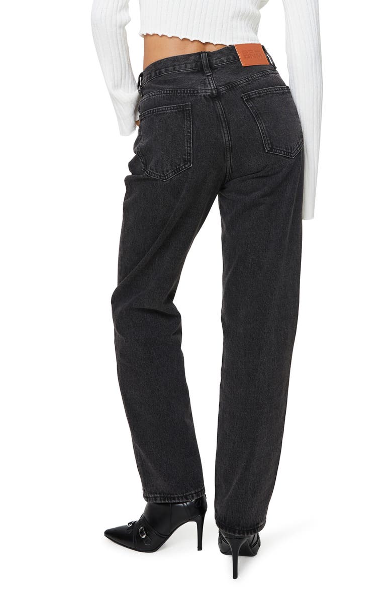 Princess Polly Holly Asymmetric Crossover Waist Straight Leg Jeans, Alternate, color, Black