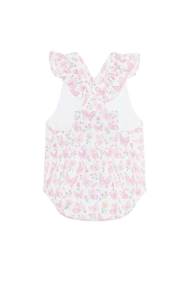 Butterflies Print Ruffle Bubble - Baby, Alternate, color, Pink