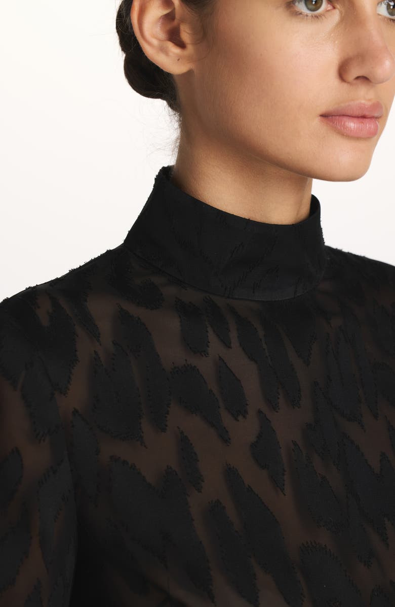 ST. JOHN Leopard Fil Coupé Bell Cuff Shirt, Alternate, color, 