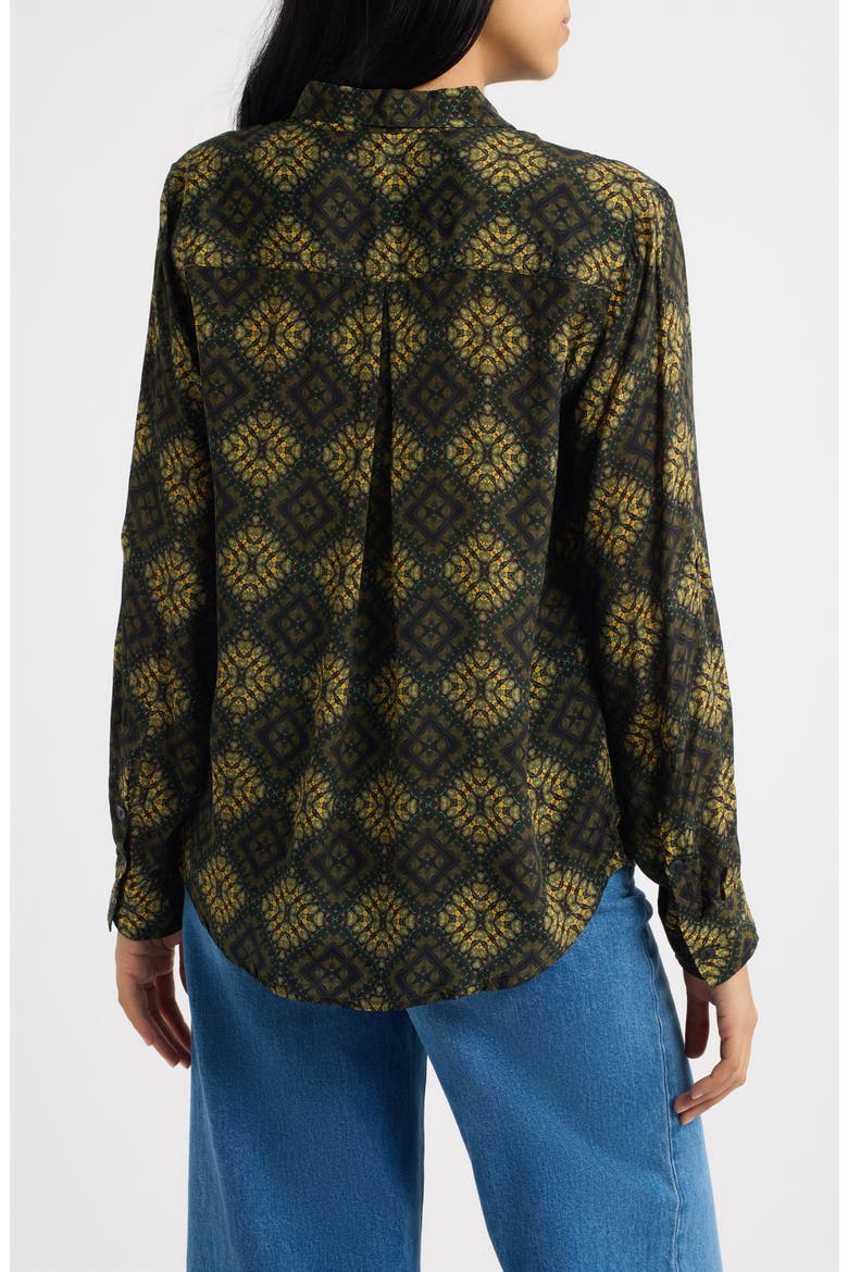 Print Roll Tab Sleeve Shirt, Alternate, color, MOSS/TOASTED OCHRE