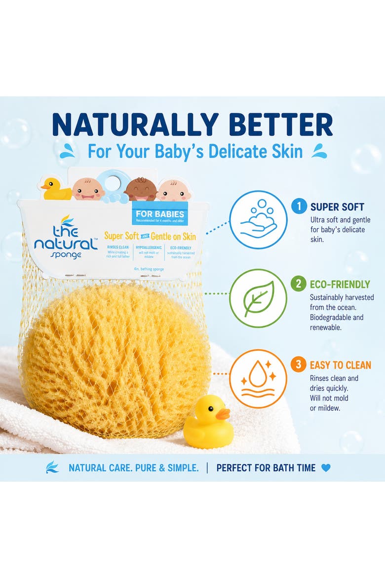 Baby Bathtime Natural Sea Sponge, Alternate, color, Multicolored