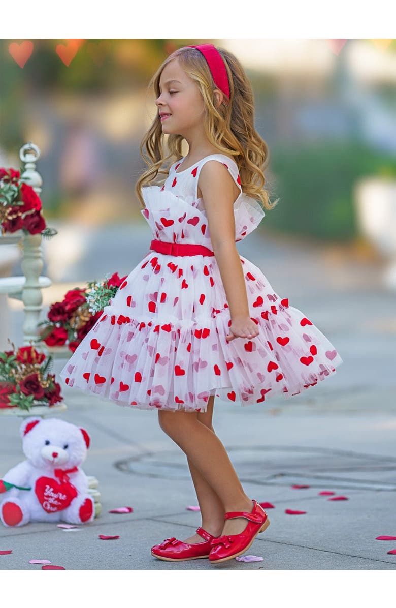 Mia Belle Girls Kisses And Cuddles Fanned Tulle Dressing, Alternate, color, White