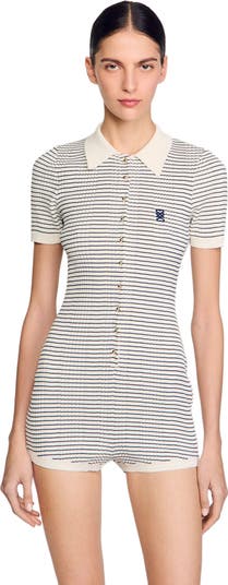 Striped knit playsuit