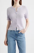 rag & bone Ayan Fringe Trim Rib Cardigan