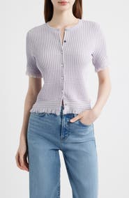 rag & bone Ayan Fringe Trim Rib Cardigan