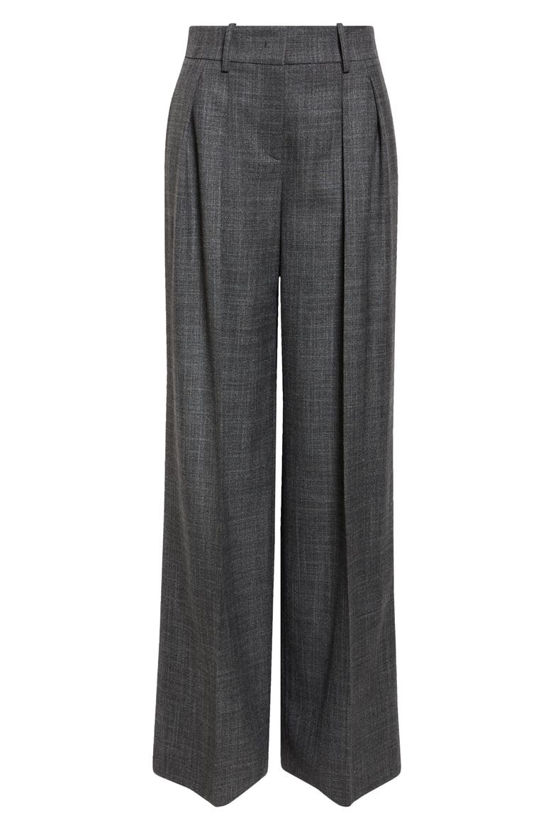 Pleated Slouch Wool & Silk Trousers, Alternate, color, GRAPHITE MULTI