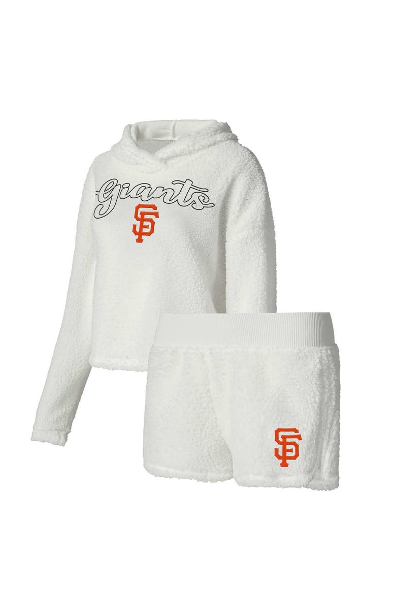 CONCEPTS SPORT Women's Concepts Sport Cream San Francisco Giants Fluffy Hoodie Top & Shorts Sleep Set, Alternate, color, Cream