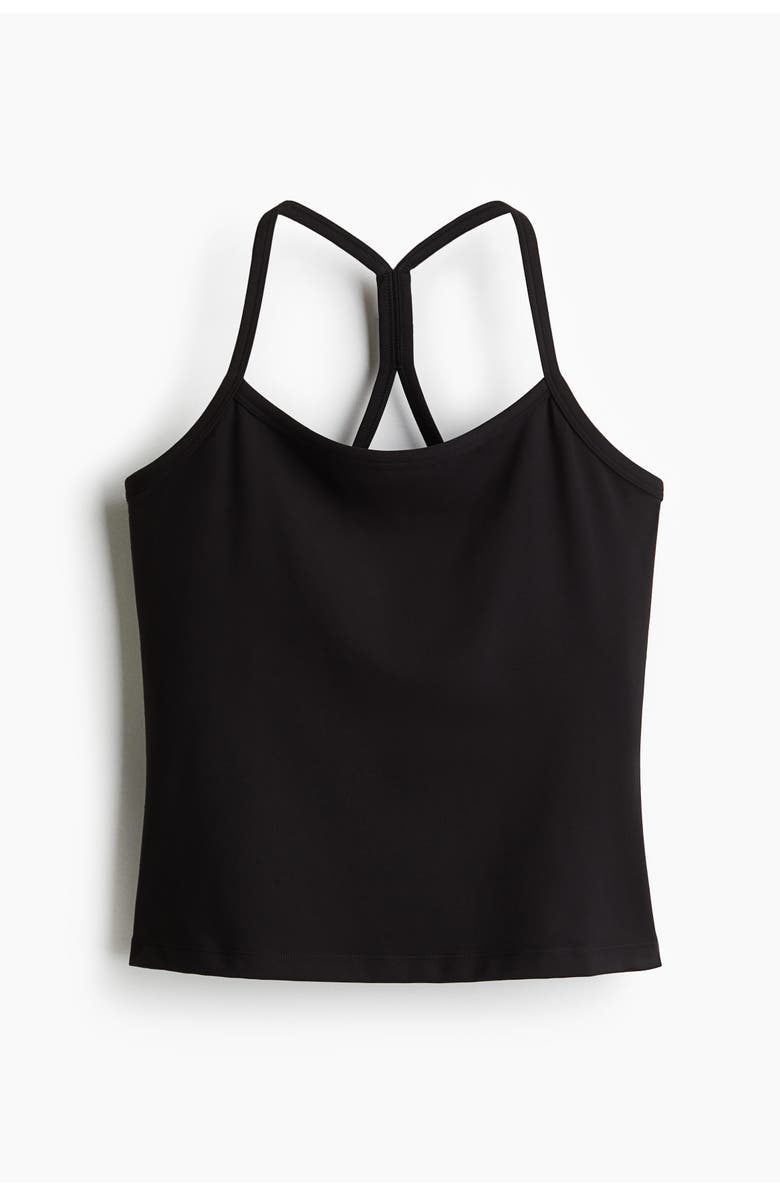 H&M Integral-bra Sports Strappy Top With Softmove, Main, color, Black