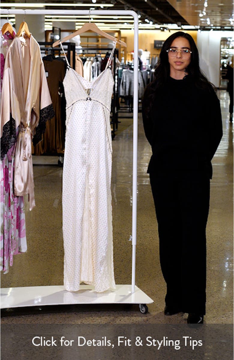 Playing Cupid Satin Crepe & Lace Maxi Slipdress, sales video thumbnail