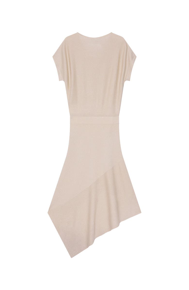 MINT VELVET Metallic Asymmetric Knit Midi Dress, Alternate, color, Stone