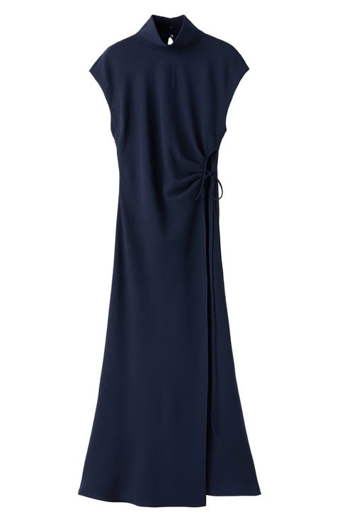 Turtleneck Wrap Midi Dress