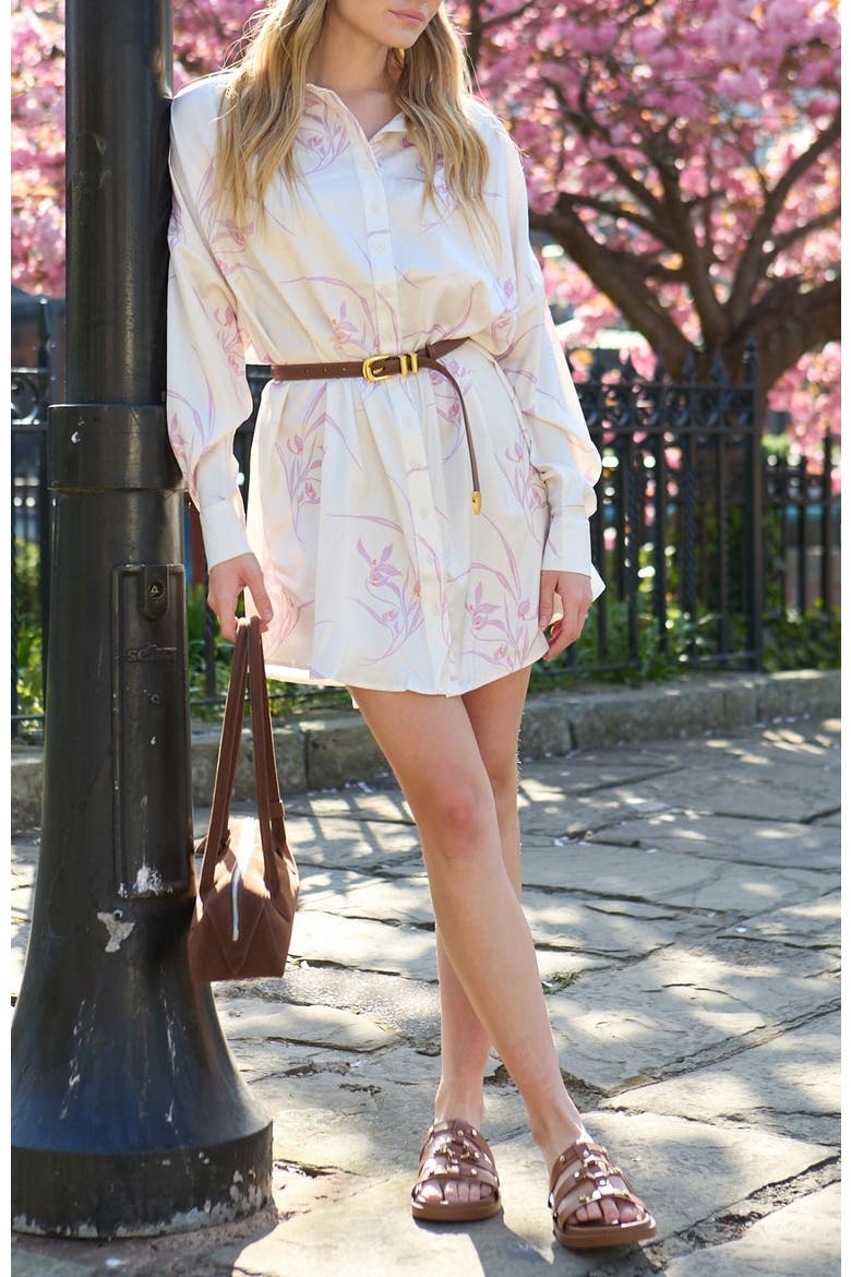 Kristy Button Down Large Floral Shirtdress, Alternate, color, Natural
