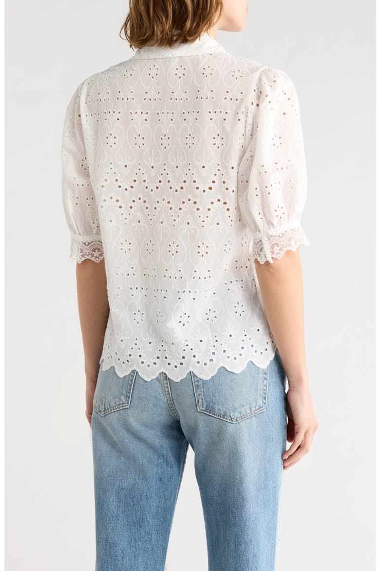 Puff Sleeve Eyelet Shirt, Alternate, color, WHITE