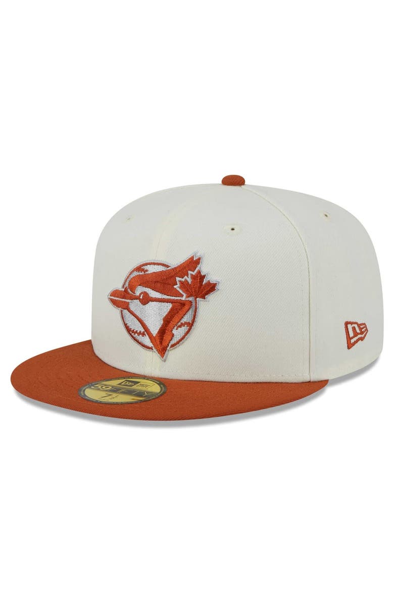 New Era Men's New Era Cream/Orange Toronto Blue Jays 59FIFTY Fitted Hat, Alternate, color, 
