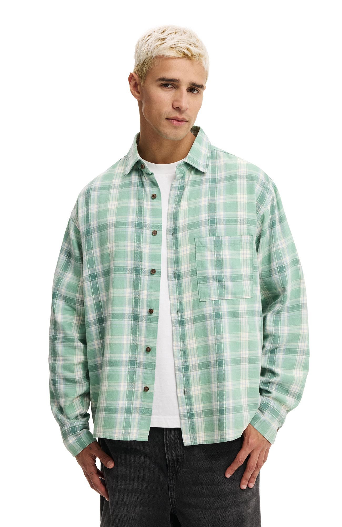 Teal Washed Check