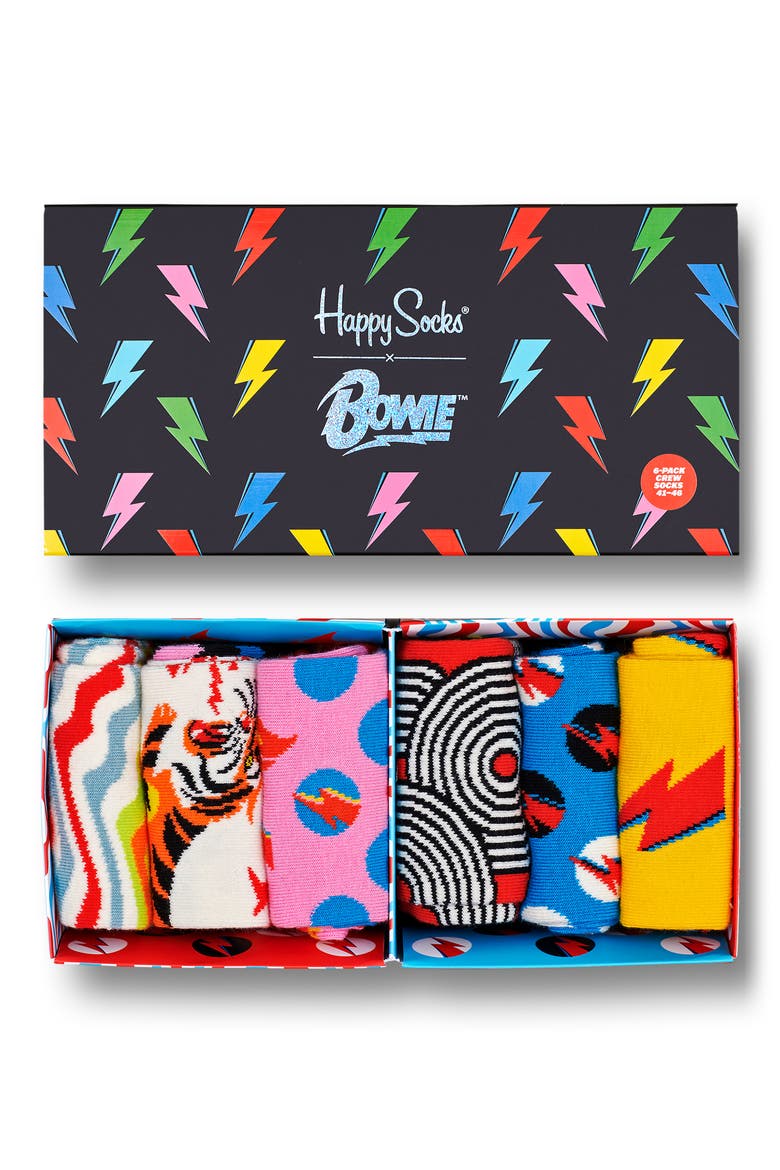 6-Pack David Bowie Socks, Main, color, BRT CMB