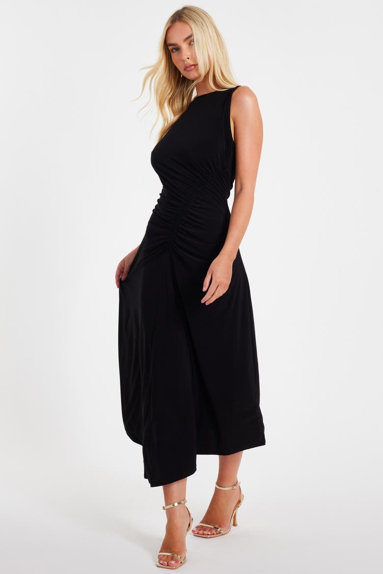 ITY Ruched Detail Midi Dress, Alternate, color, Black