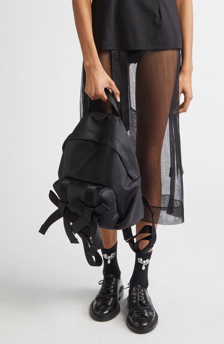 Simone Rocha Bow Front Backpack, Alternate, color, Black/Jet