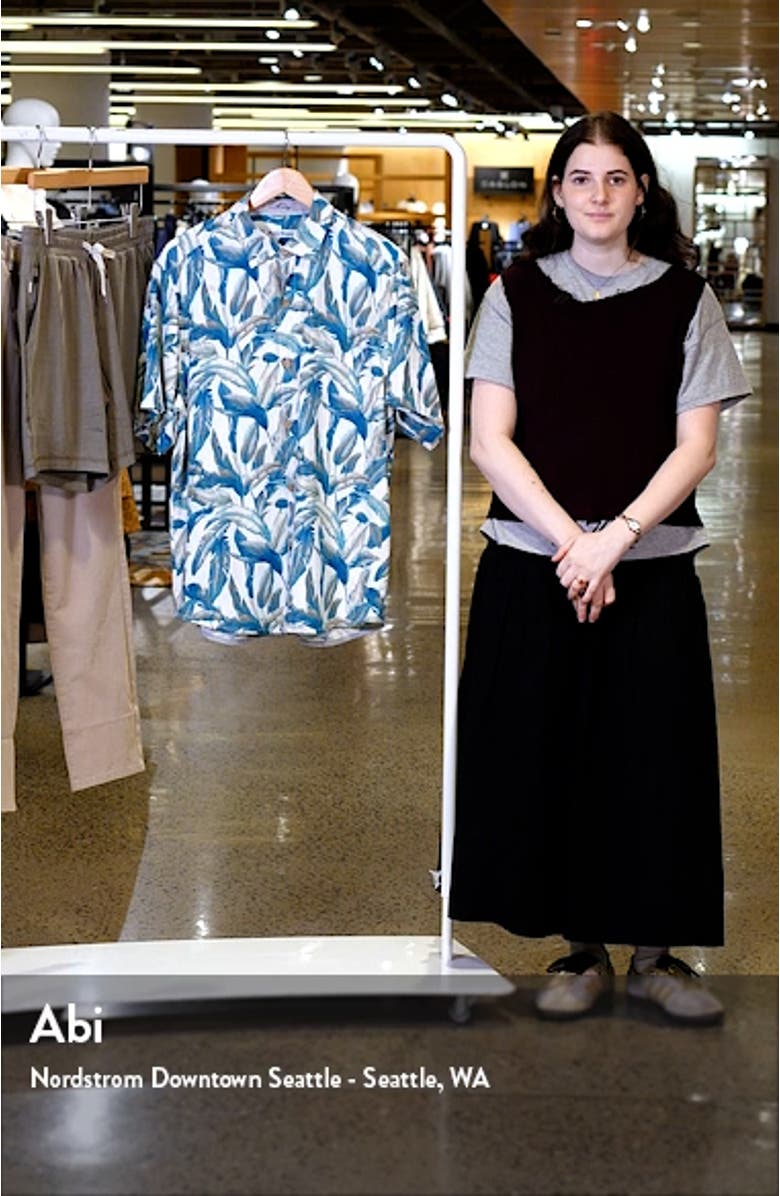 Frond Valley Print Short Sleeve Silk Button-Up Shirt, sales video thumbnail