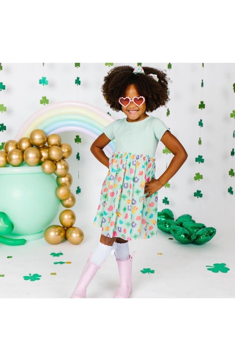 Sweet Wink Lucky Charm St. Patrick's Day Short Sleeve Tutu Dress, Alternate, color, 