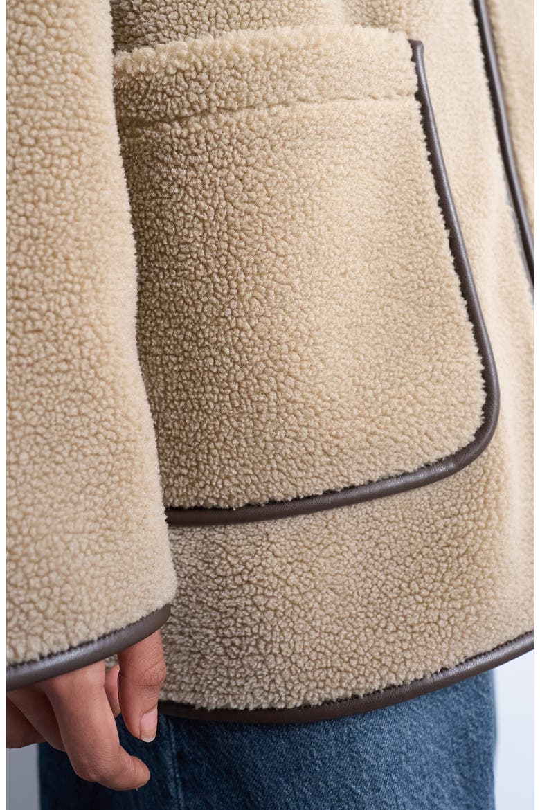 Longline Faux Shearling Jacket, Alternate, color, BROWN