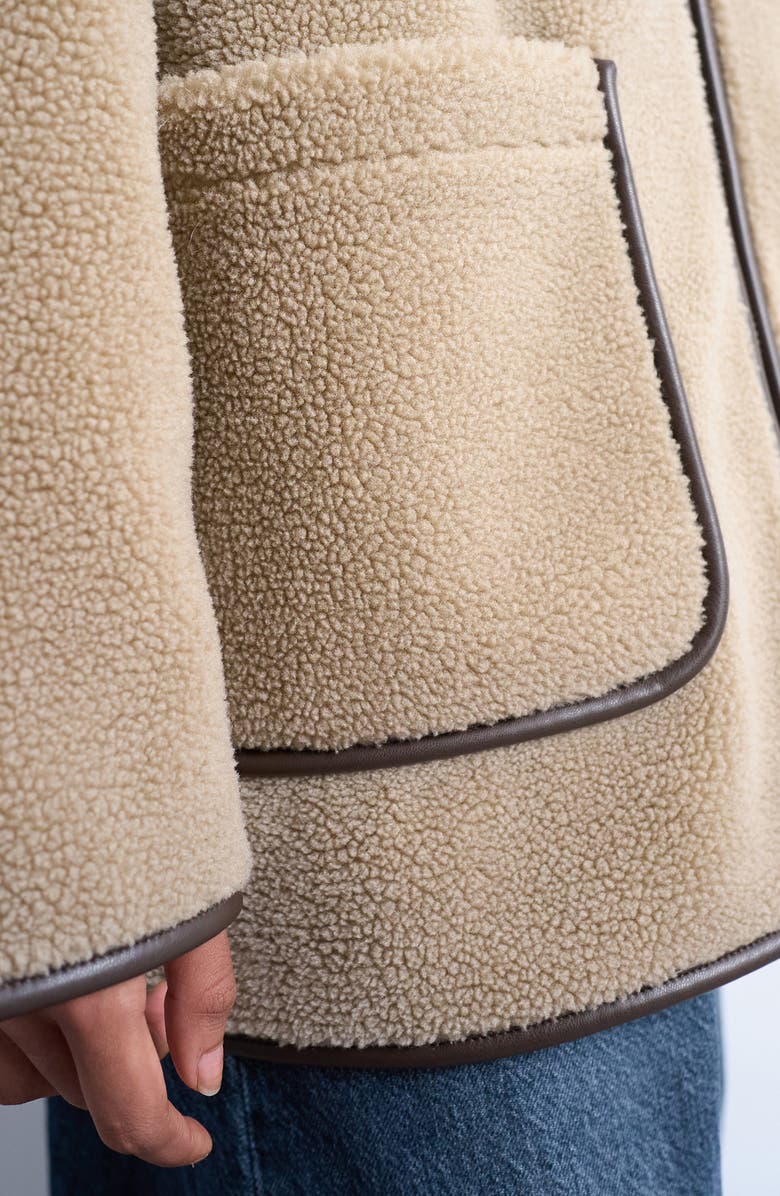 Topshop Longline Faux Shearling Jacket, Alternate, color,