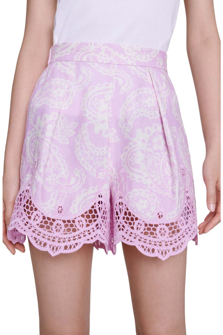Iley Linen Blend Shorts, Alternate, color, PINK CASHMERE PRINT