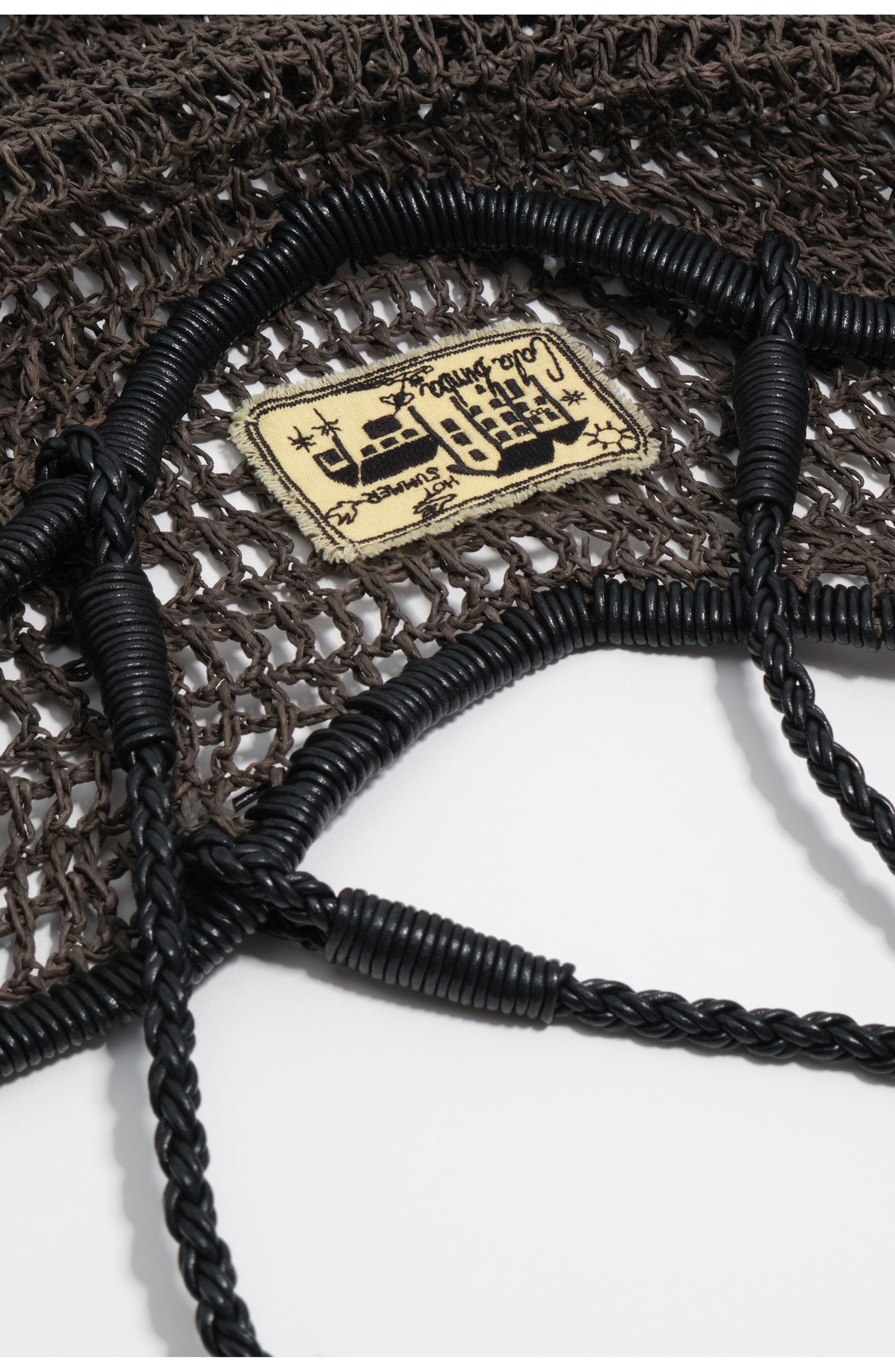 Bimba y Lola Large Dark Raffia-Effect Shopper Bag, Alternate, color, Chocolate
