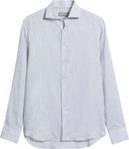 Canali Regular Fit Linen Button-Up Shirt