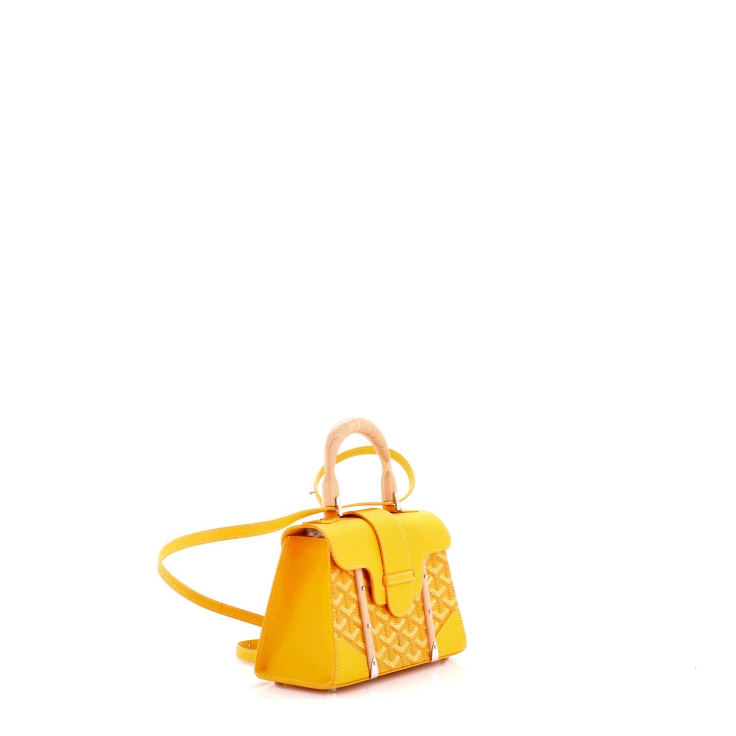 Structured Saigon Top Handle Bag Coated Canvas with Leather Mini, Alternate, color, Yellow