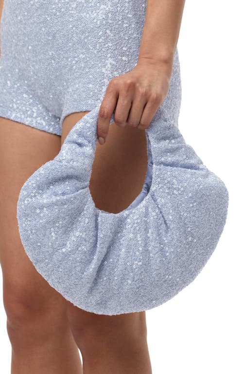 Naked Wardrobe Mini Sequin Top Handle Bag In Blue