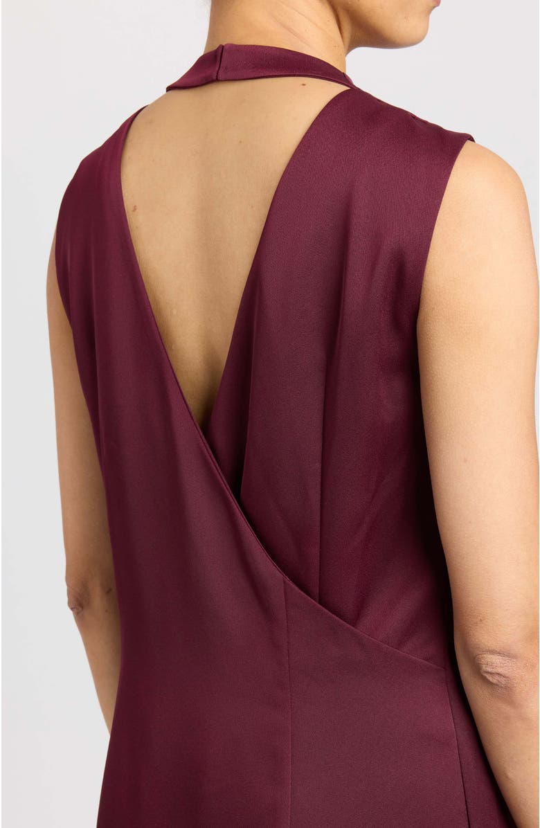 Santorelli AMINA Mock Neck Shift Dress in Fluid Crepe, Alternate, color, Burgundy