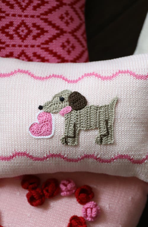 Melange Collection Valentine Puppy Dog Mini Pillow In Pink