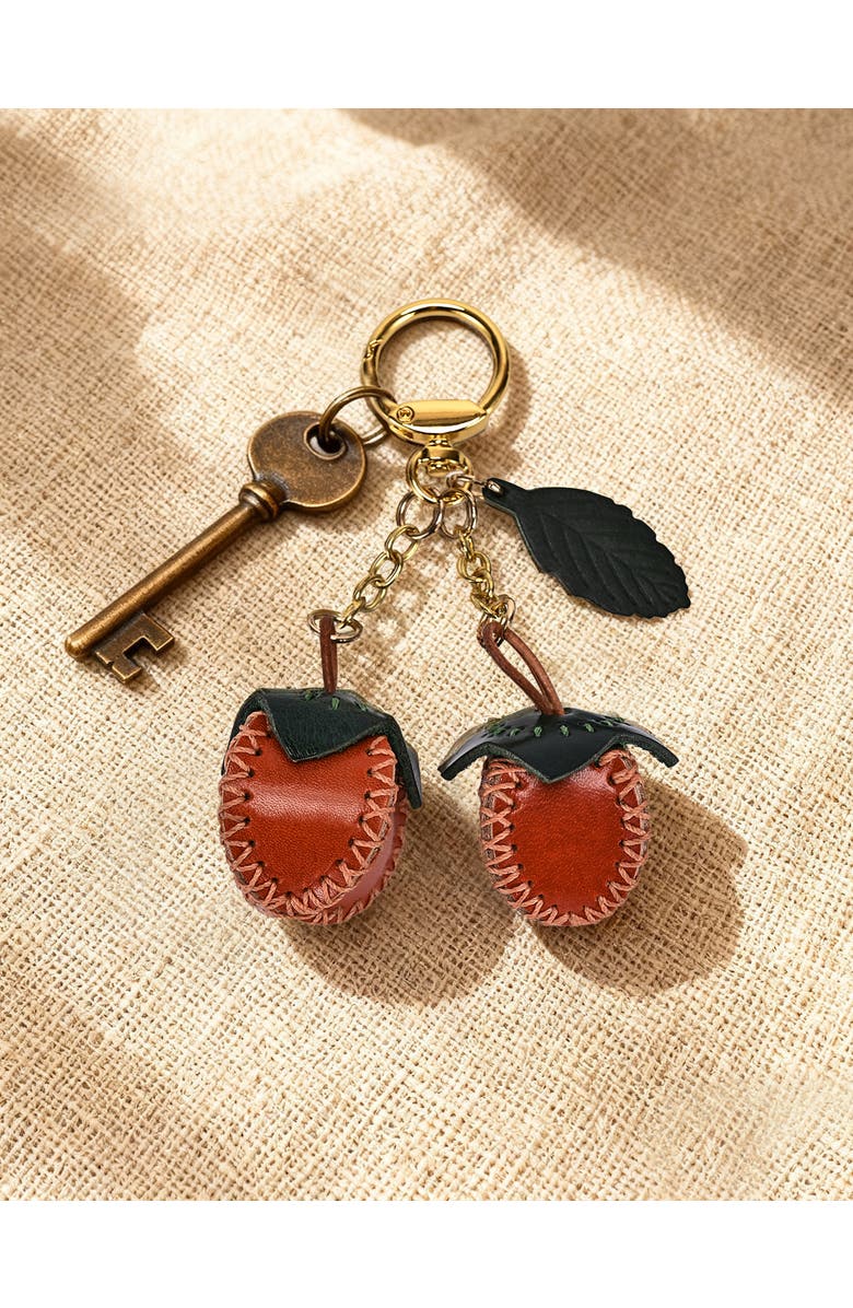 OLD TREND Simi Genuine Leather Mini Fruit Key Charm, Alternate, color, Caramel