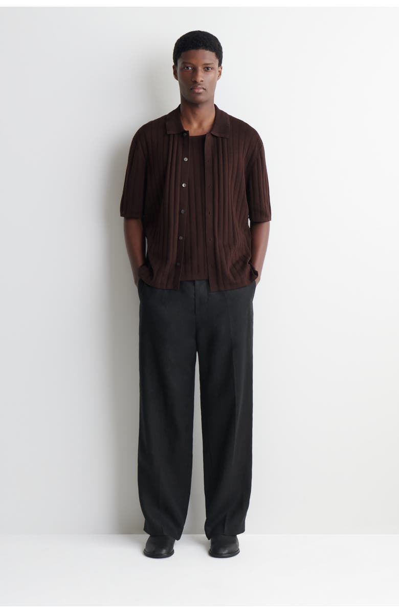 COS Ribbed-knit Cotton Tank Top, Alternate, color, Dark Brown