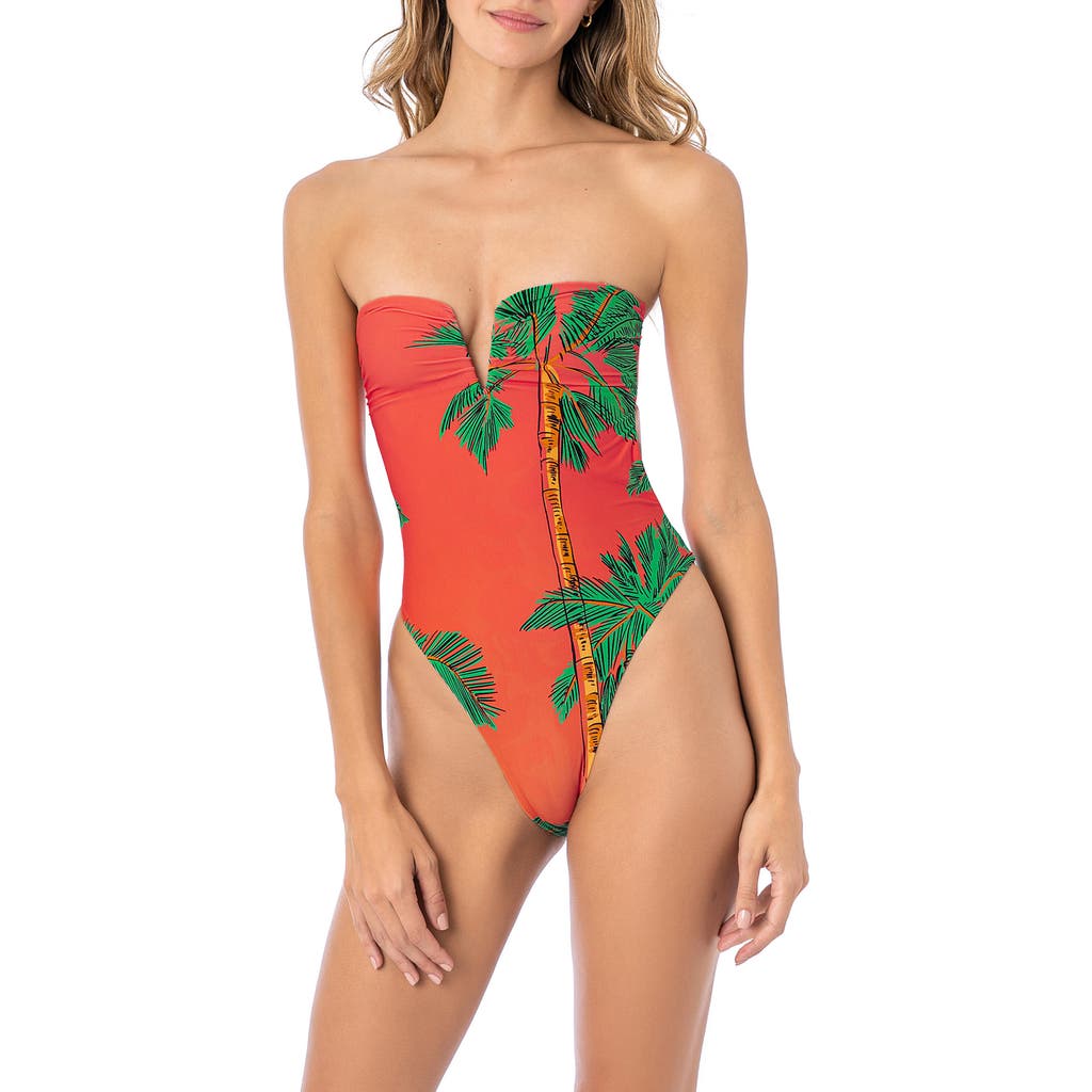 Maaji Cali Sunset Soleil Entero Reversible One-piece Swimsuit In Orange