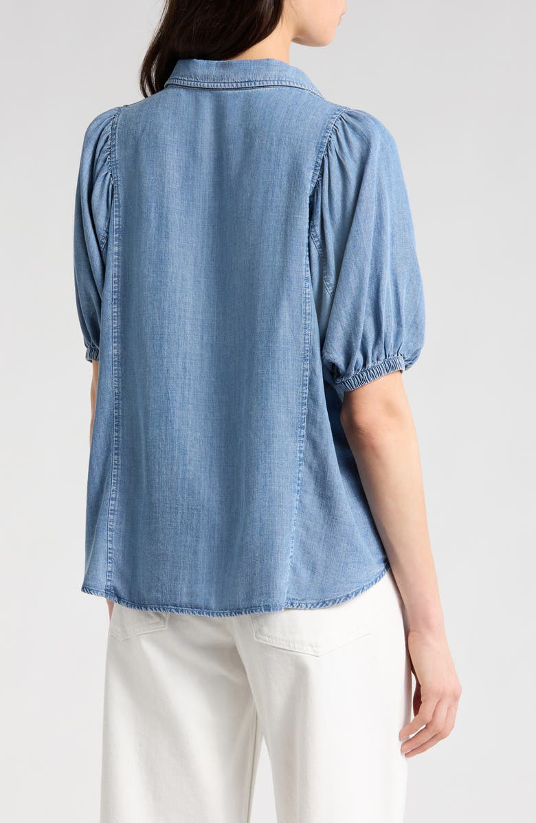 Splendid Violet Puff Sleeve Denim Shirt, Alternate, color, Indigo
