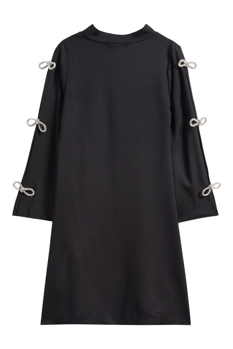 Kids' Long Sleeve Bow Shift Dress, Alternate, color, BLACK