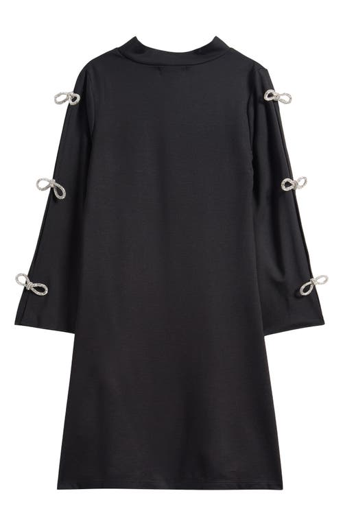 Ava & Yelly Kids' Long Sleeve Bow Shift Dress In Black