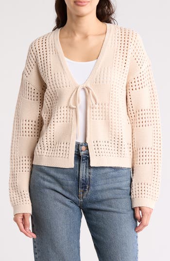 DESIGN HISTORY DESIGN HISTORY TIE FRONT OPEN KNIT CARDIGAN