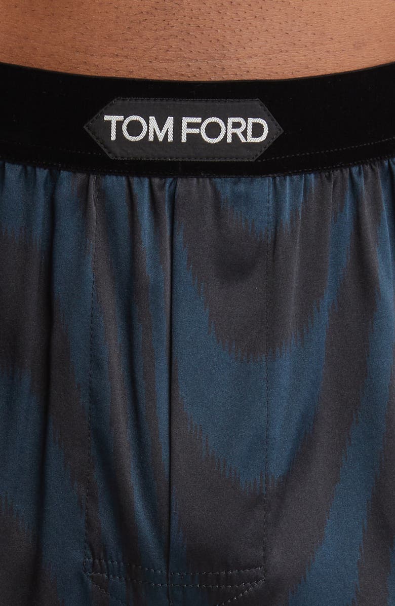 TOM FORD Peacock Print Stretch Silk Boxers, Alternate, color,