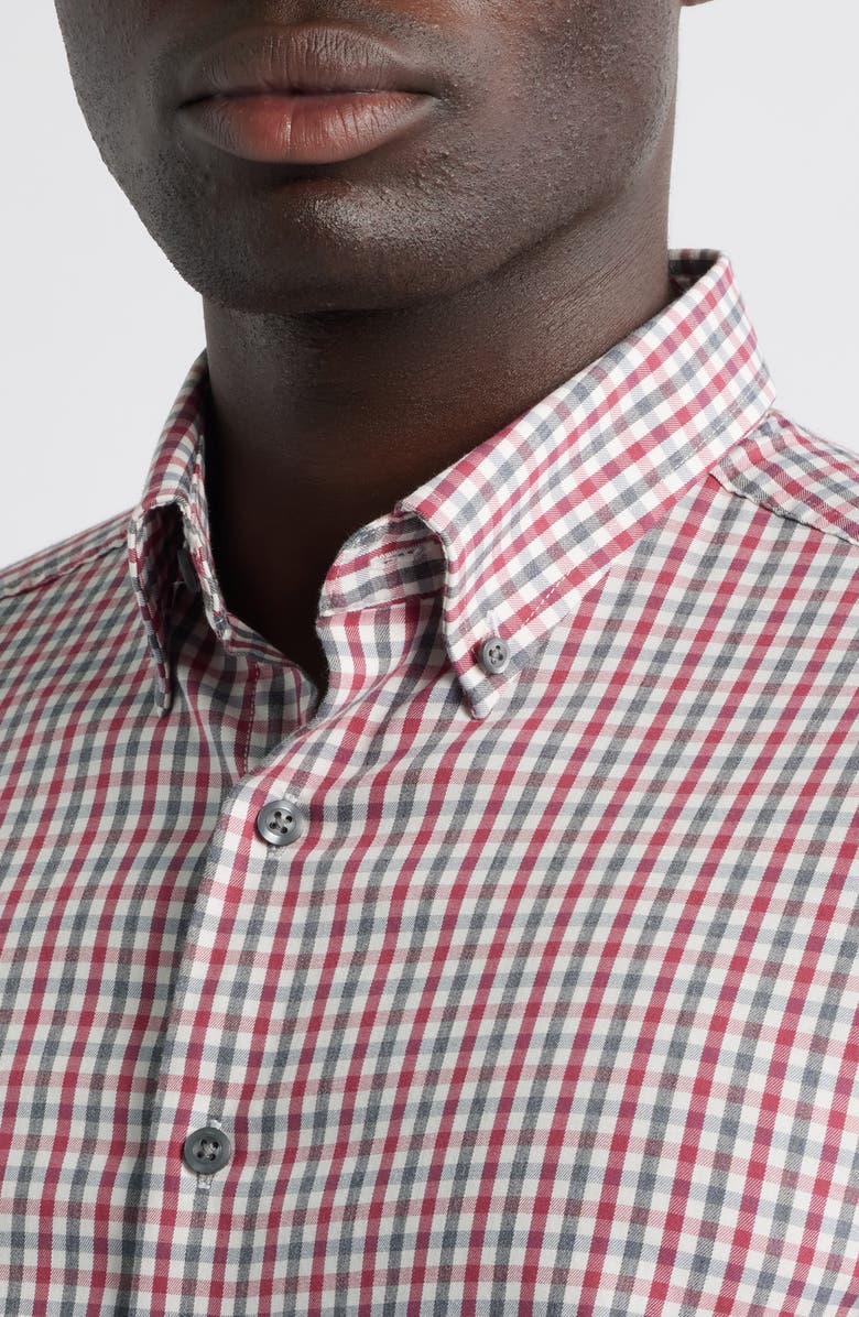 johnnie-O Kirtland Check Stretch Button-Down Shirt, Alternate, color, Malibu Red
