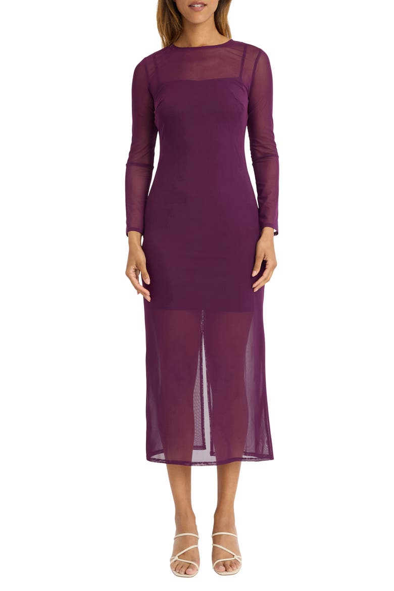 Long Sleeve Mesh Maxi Dress, Main, color, WINTER BLOOM