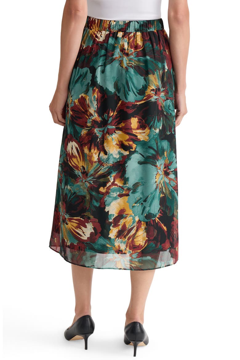 Pleated Floral Midi Skirt, Alternate, color, EVERGREEN MULTI