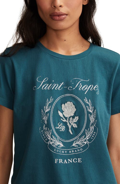 Lucky Brand Saint Tropez France Cotton Graphic T-shirt In Green