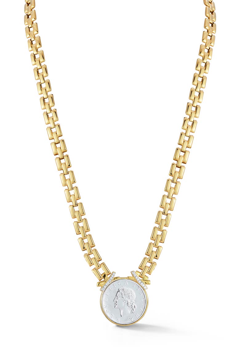 Coin Statement Necklace, Main, color, GOLD