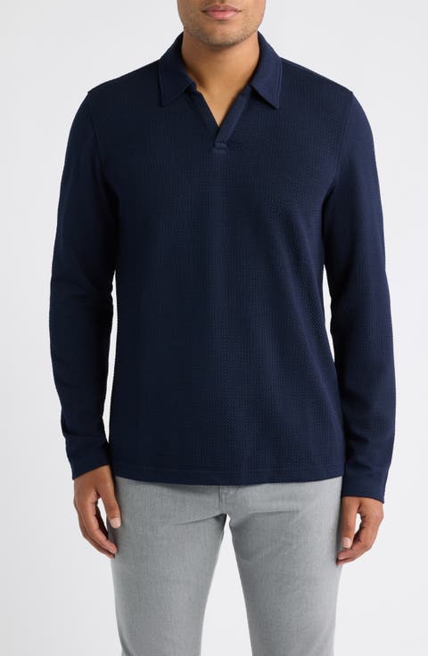 Sedona Textured Long Sleeve Johnny Collar Polo