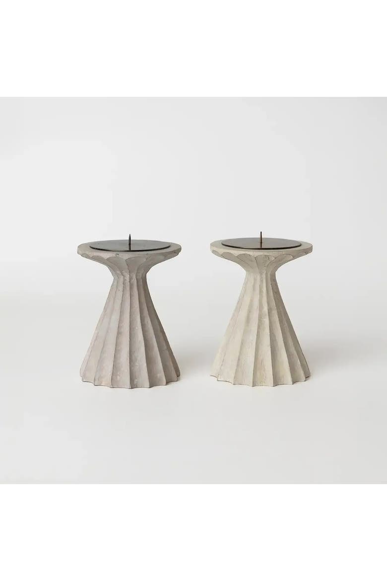 Bleached Tall Pillar Candle Holder, Alternate, color, Whitewash